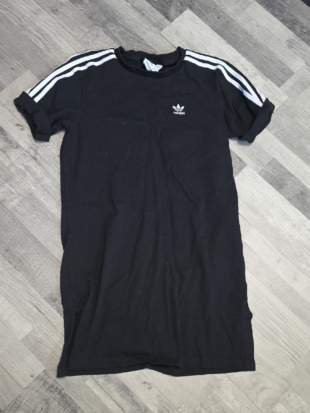 Adidas • Black Tee Shirt Dress with White Three Stripe Detail, Size XS